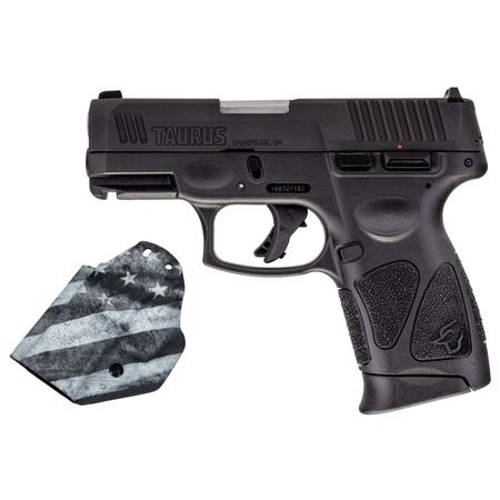 Taurus G3C Handgun 9mm Luger 12rd Magazines(2) 3.2" Barrel Black Slide/Black Grip with MFT Black/White Flag Holster - Precision Shot Firearms