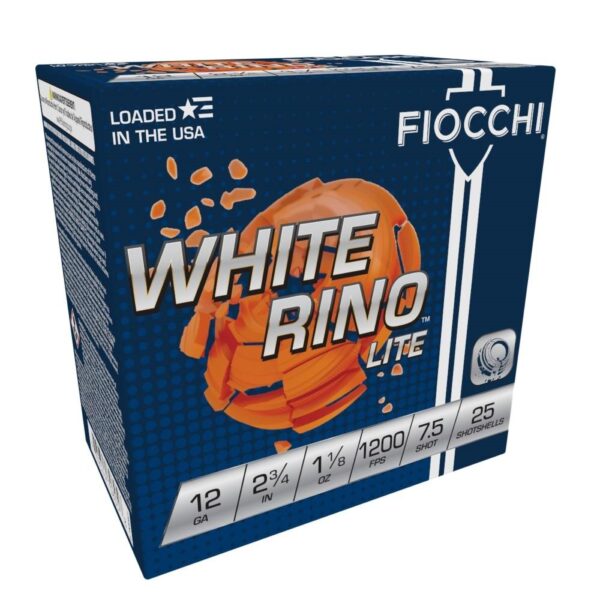 Fiocchi White Rino Lite Shotshells 12 ga 2-3/4" 1-1/8oz 1200 fps #7.5 25/ct - Precision Shot Firearms