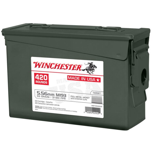 Winchester Lake City M193 Rifle Ammunition 5.56mm 55 gr. FMJ 3240 fps 420/ct (Ammo Can) - Precision Shot Firearms