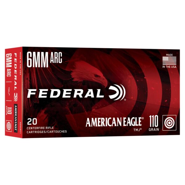 Federal American Eagle Rifle Ammunition 6mm Arc 110gr TMJ 2550 fps 20/ct - Precision Shot Firearms