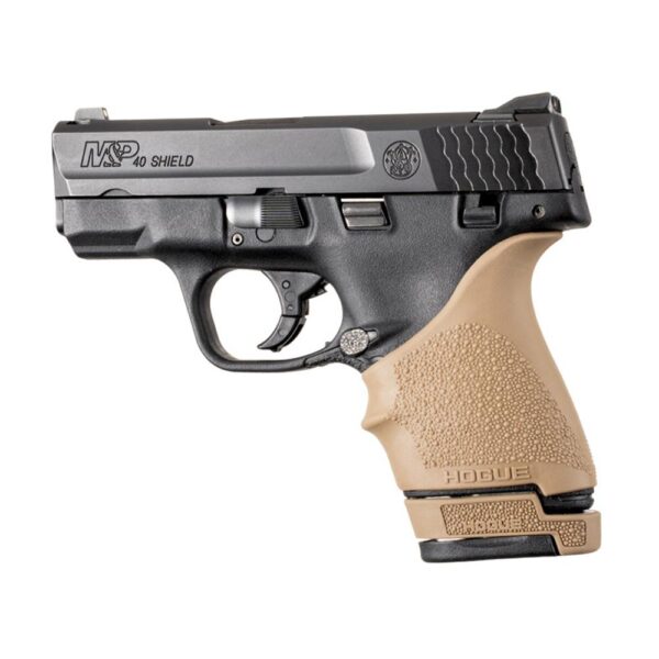 Hogue OverMolded Rubber Grip Extension Base Pad for S&W M&P 40 Shield 7rd Magazines FDE - Precision Shot Firearms
