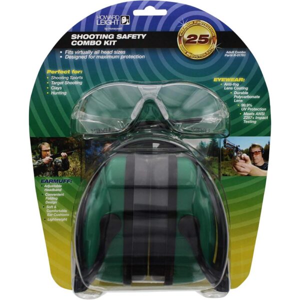 Howard Leight Shooting Sports Safety Combo Kit 25dB Ear Muffs with Clear Shooting Glasses - Precision Shot Firearms