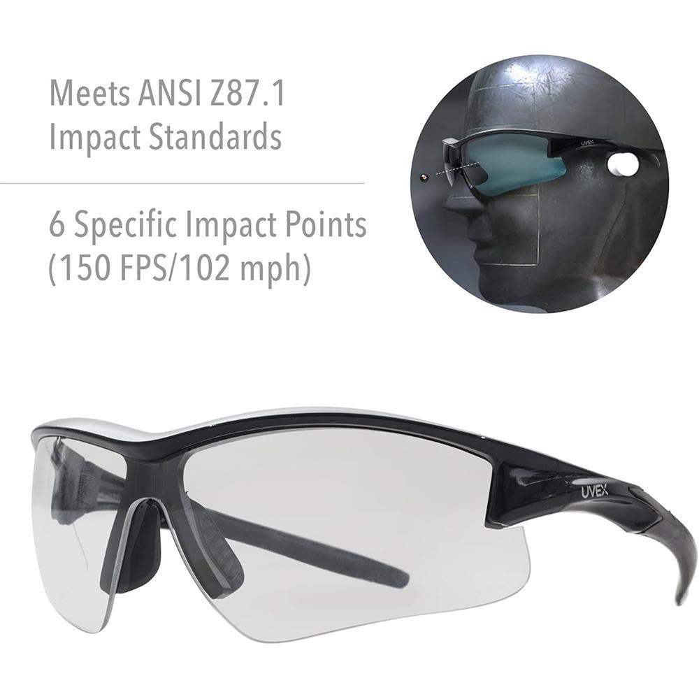 Howard Leight UVEX Acadia Shooting Glasses Black with Clear Lens - Precision Shot Firearms