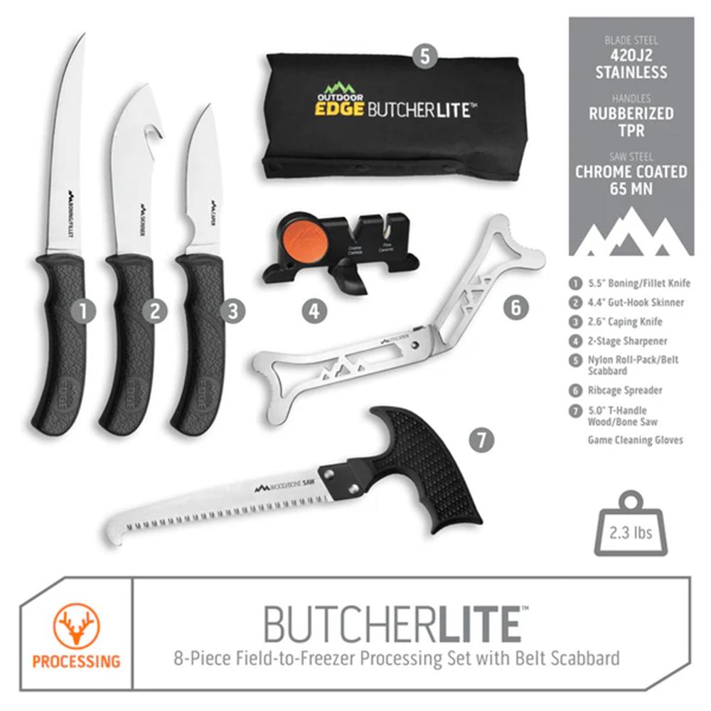 Outdoor Edge ButcherLite Game Processing Kit 8-Piece Game Processing Kit - Precision Shot Firearms