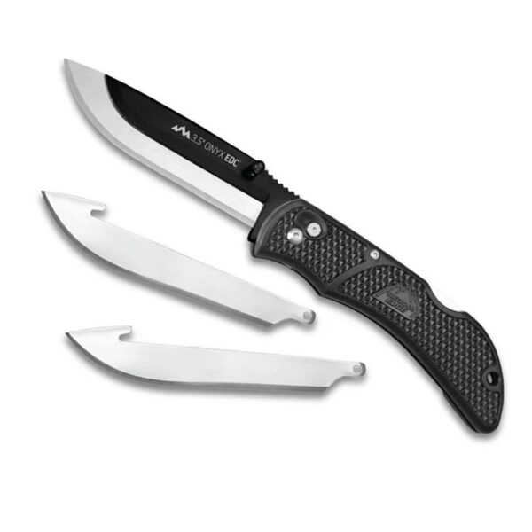 Outdoor Edge Onyx EDC Folding Knife 3-1/2" Drop Point Blades Black - Precision Shot Firearms