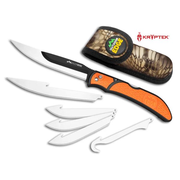 Outdoor Edge Razorbone Replaceable Blade Folding Knife 5" Drop Point Blade Orange - Precision Shot Firearms