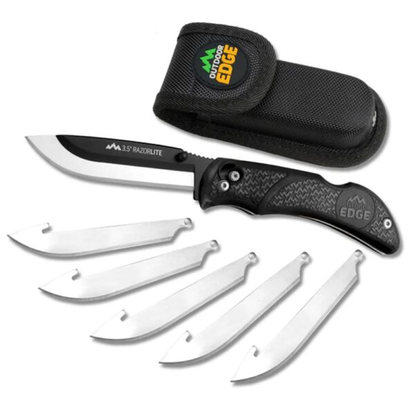 Outdoor Edge RazorPro L Replaceable Blade Hunting Knife 3-1/2" Drop Point Blade Black - Precision Shot Firearms