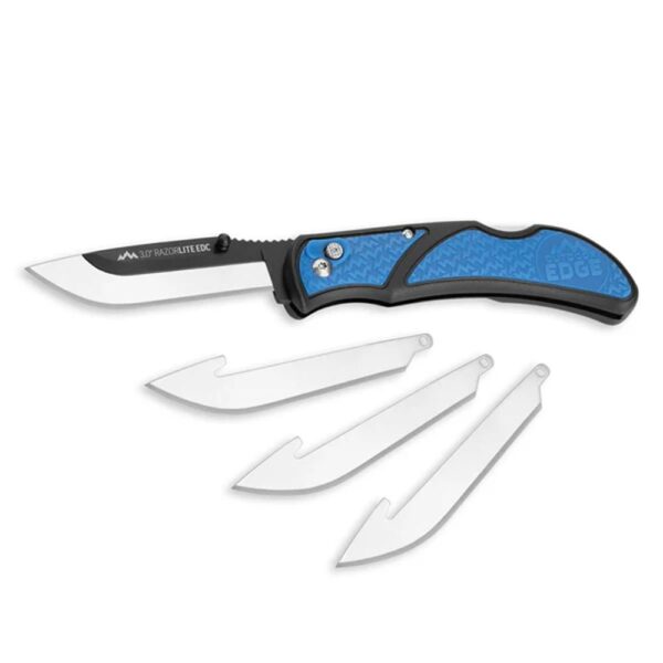 Outdoor Edge RazorEDC Lite Replaceable Blade Folding Knife 3" Drop Point Blade Blue - Precision Shot Firearms