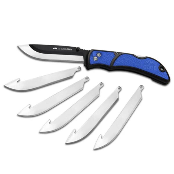Outdoor Edge RazorEDC Lite Replaceable Blade Folding Knife 3-1/2" Drop Point Blade Blue - Precision Shot Firearms