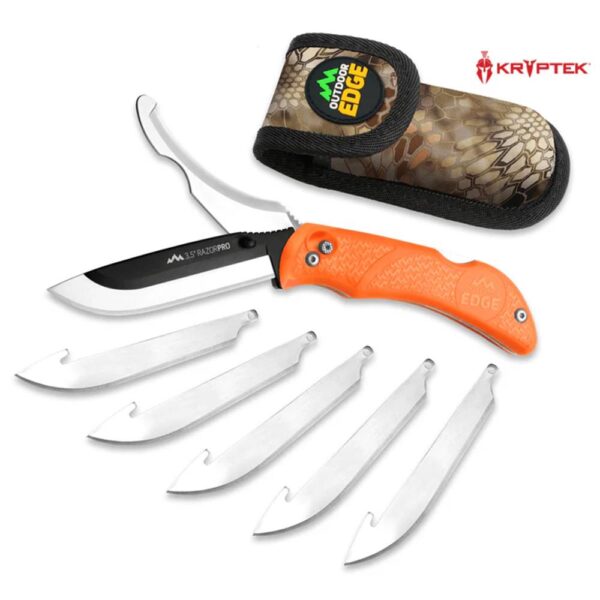 Outdoor Edge RazorPro G Replaceable Blade Folding Hunting Knife 3-1/2" Drop Point Blade Orange - Precision Shot Firearms