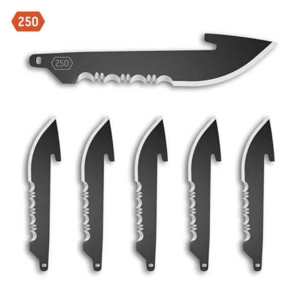 Outdoor Edge 2-1/5" Drop Point Blade Pack Half Serration Black 6/ct - Precision Shot Firearms