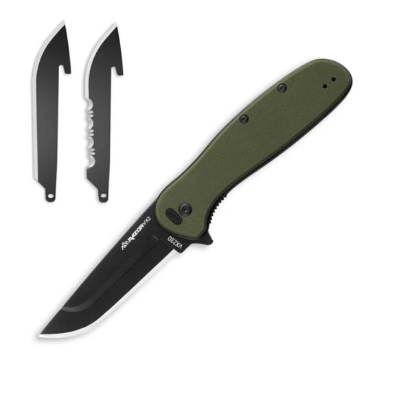 Outdoor Edge Razor VX2 Replaceable Blade Folding Knife 3" Drop Point Blade Green - Precision Shot Firearms