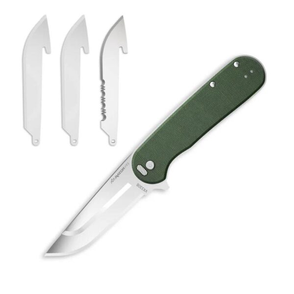 Outdoor Edge Razor VX3 Replaceable Blade Folding Knife 3" Drop Point Blade Green - Precision Shot Firearms