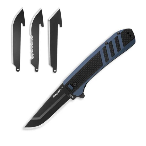 Outdoor Edge Razor VX4 Replaceable Blade Folding Knife 3" Drop Point Blade Blue - Precision Shot Firearms