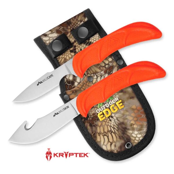Outdoor Edge Wildpair Knife Combo 4" Gut-Hook Skinner Blade & 2-1/2" Caping Blade Orange - Precision Shot Firearms