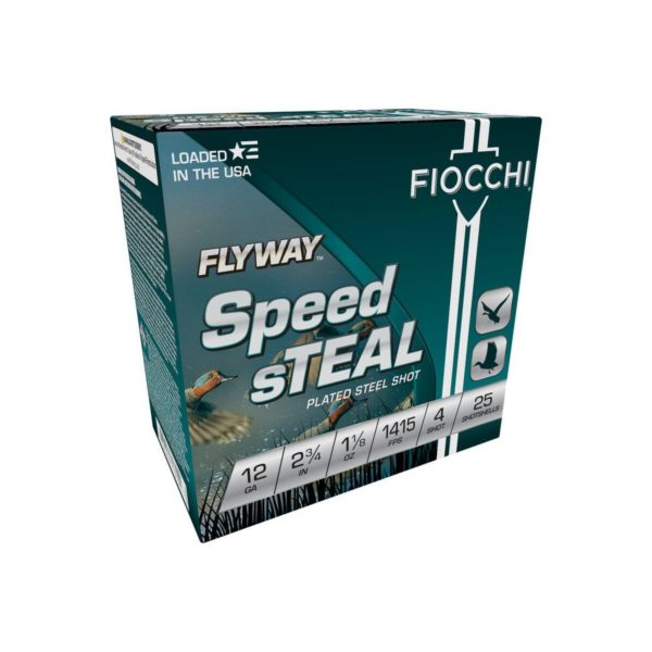 Fiocchi Flyway Speed sTEAL Shotshells 12ga 2-3/4" 1-1/8oz 1415 fps #4 25/ct - Precision Shot Firearms