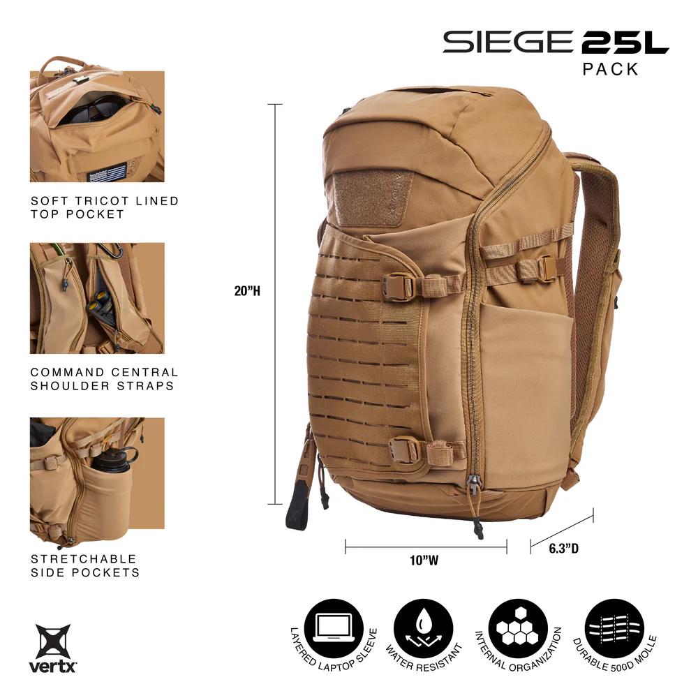 VertX Siege 25L Tactical Backpack Wolf Grey - Precision Shot Firearms