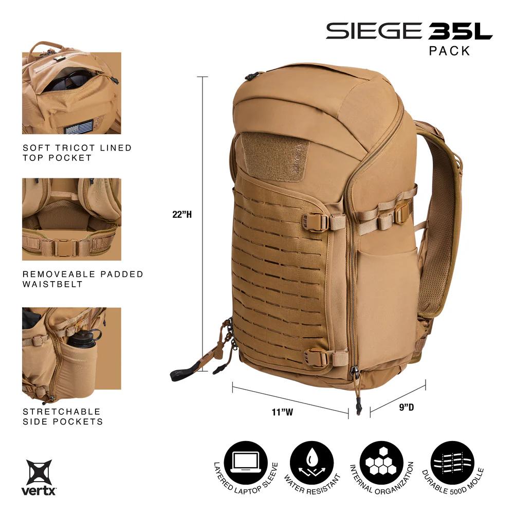 VertX Siege 35L Tactical Backpack Wolf Grey - Precision Shot Firearms