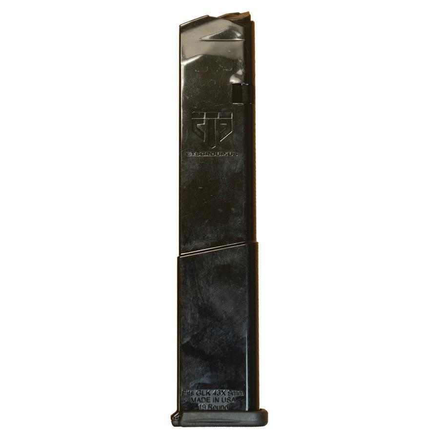 Elite Tactical Systems Handgun Magazine for Glock Model 43X/48 - 9mm Luger 19rds Black Bagged with UPC - Precision Shot Firearms