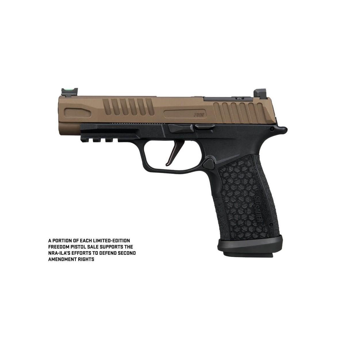 P365 Fuse Freedom 9MM 17 Rd (1) & 21rd (2) Magazines 4.3" Barrel X-Series 2-Tone Bronze and w/ Black Fiber Optic Front Sight & Black Rear LXG GRIP Optic Ready - Precision Shot Firearms
