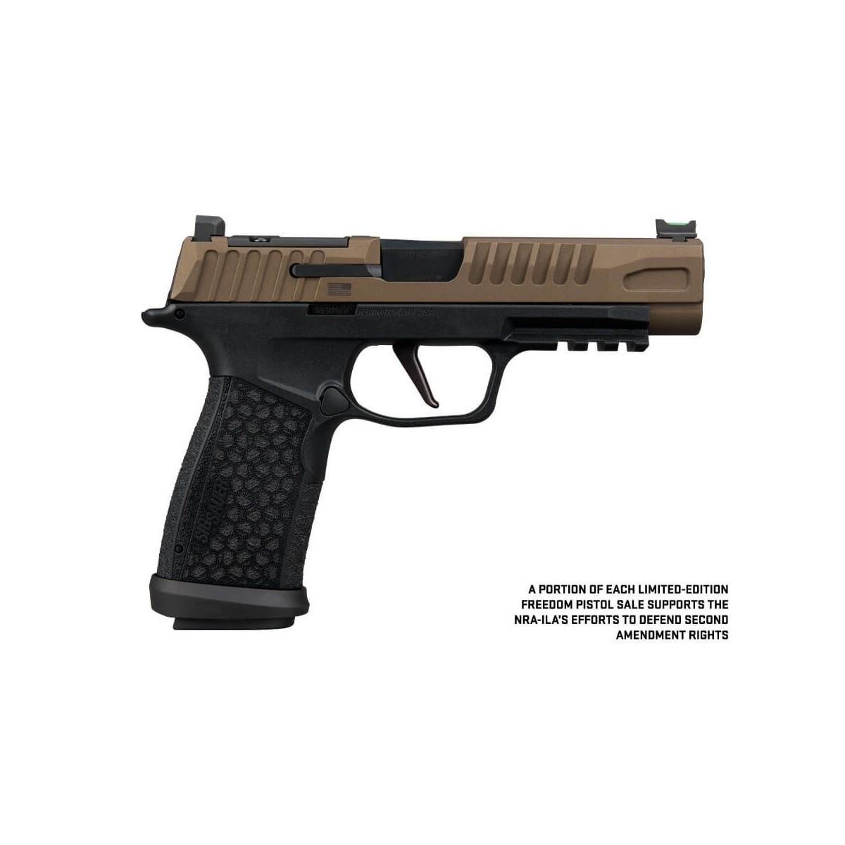 P365 Fuse Freedom 9MM 17 Rd (1) & 21rd (2) Magazines 4.3" Barrel X-Series 2-Tone Bronze and w/ Black Fiber Optic Front Sight & Black Rear LXG GRIP Optic Ready - Precision Shot Firearms