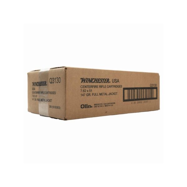 Winchester USA Rifle Ammunition 7.62 Nato 147 gr FMJ 2750 fps 200/ct Case (10-20/ct Boxes) - Precision Shot Firearms