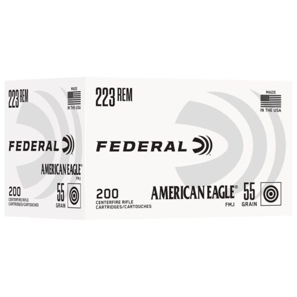 Federal American Eagle Rifle Ammunition .223 Rem 55gr FMJ 3240 fps 200/ct - Precision Shot Firearms