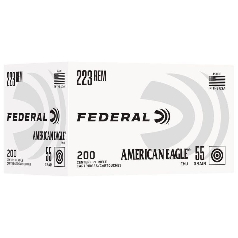 Federal American Eagle Rifle Ammunition .223 Rem 55gr FMJ 3240 fps 200/ct - Precision Shot Firearms