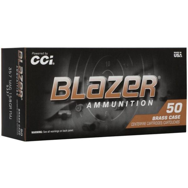 CCI Blazer Brass Handgun Ammunition .357 Mag 158gr FMJ 1250 fps 50/ct - Precision Shot Firearms