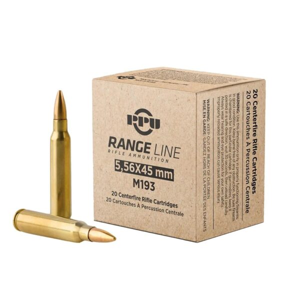 PPU RangeLine Rifle Ammunition 5.56X45 NATO 55gr FMJBT 3240 fps 20/rd - Precision Shot Firearms