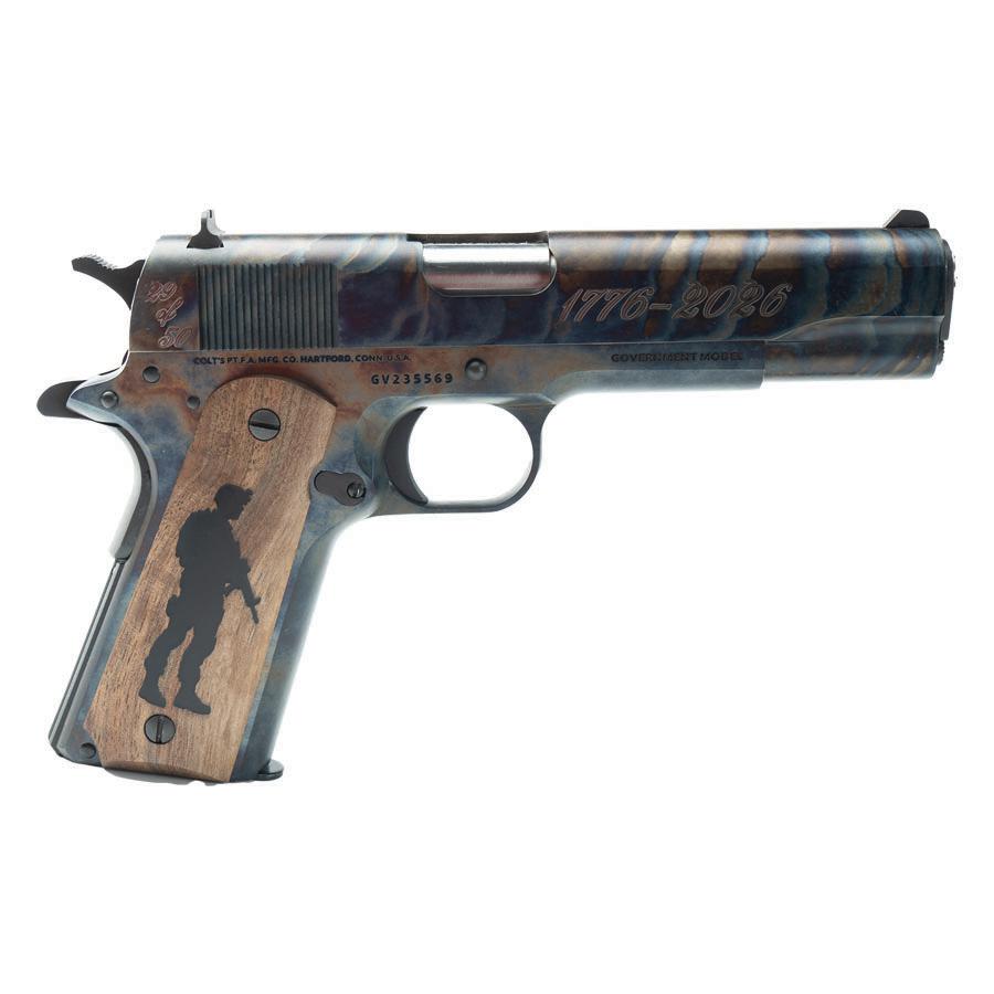 Colt 250 Years of Freedom 1911 Gov't Model Handgun .45 ACP 7rd Magazine 5" Barrel Case Hardened Limited 1/50 - Precision Shot Firearms