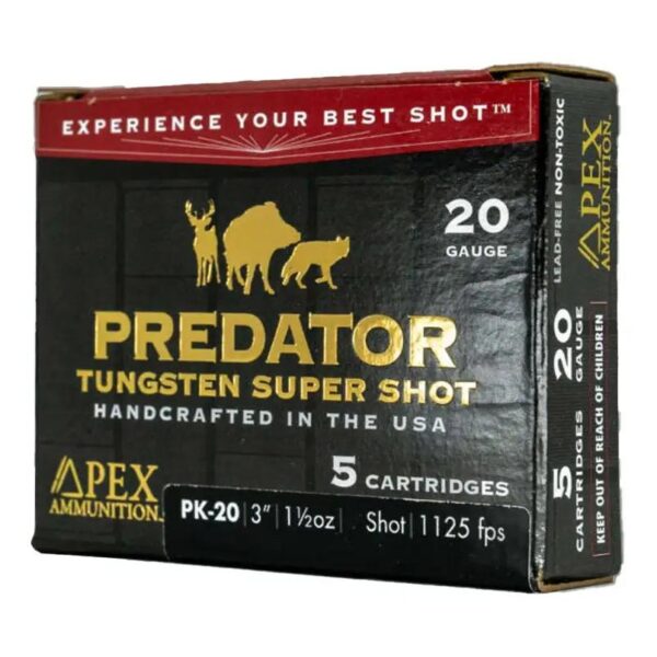 Apex Ammunition Predator TSS Shotshells 20ga 3" 1-1/2oz 1125 fps #2 5/ct - Precision Shot Firearms