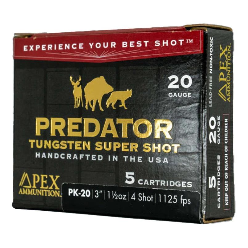 Apex Ammunition Predator TSS Shotshells 20ga 3" 1-1/2oz 1125 fps #4 5/ct - Precision Shot Firearms