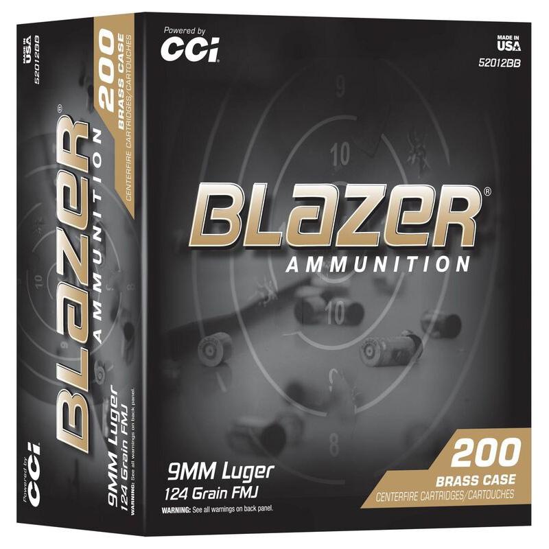 Blazer Brass Handgun Ammunition 9mm Luger 124gr FMJ 1090 fps 200/ct (Trayed) - Precision Shot Firearms