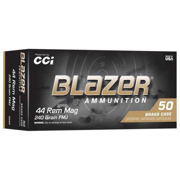 CCI Blazer Brass Handgun Ammunition .44 Rem Mag 240gr FMJ 1200 fps 50/ct - Precision Shot Firearms