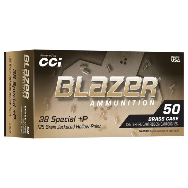 CCI Blazer Brass Handgun Ammunition .38 Spl(+S) 125gr JHP 970 fps 50/ct - Precision Shot Firearms