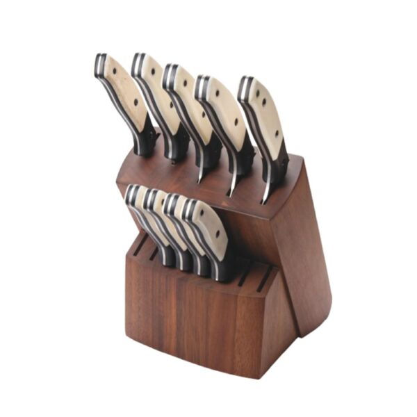 Bear & Son 10 Piece Block Set Fixed Kitchen Knives White Smooth Bone with Walnut Block - Precision Shot Firearms