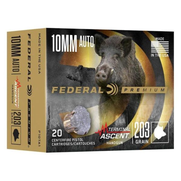Federal Terminal Ascent Handgun 10mm Auto 203gr JHP 1130fps 20/ct - Precision Shot Firearms