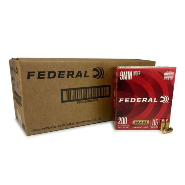 Federal Champion Handgun Ammunition 9mm Luger 115 gr FMJ 1125 fps 1000/ct Case(5-200/ct) - Precision Shot Firearms