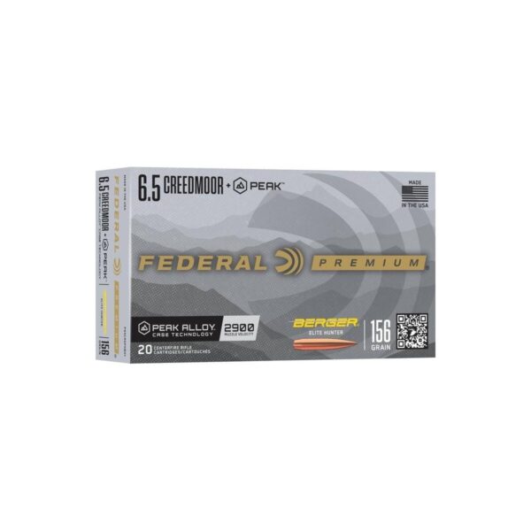 Federal Berger Elite Hunter Rifle Ammunition 6.5 Creedmoor +Peak 156gr OTM 2900 fps 20/ct - Precision Shot Firearms