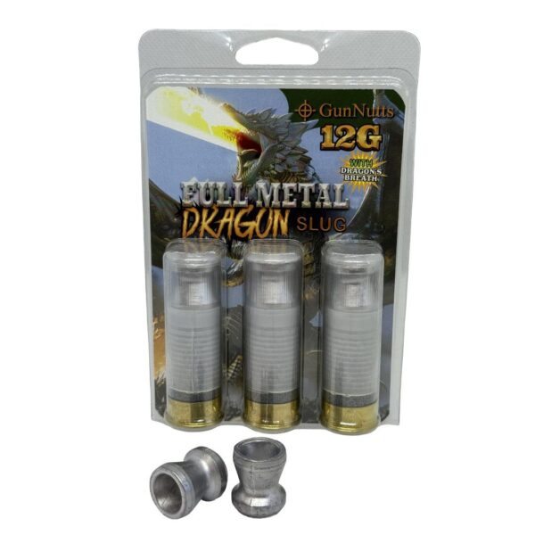 GunNutts Full Metal Dragon Slug With Dragon's Breath Shotshell Ammunition 12ga 2-3/4'' Slug 3/ct - Precision Shot Firearms