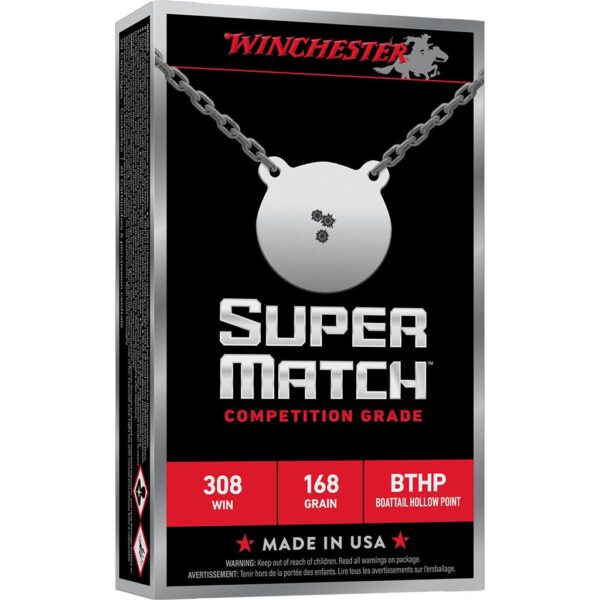 Winchester Super Match Rifle Ammunition 308 Win 168gr OTM 2680fps 20/ct - Precision Shot Firearms