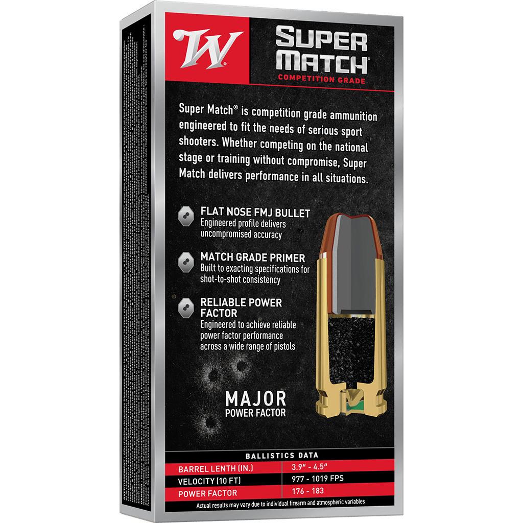 Winchester Super Match Handgun Ammunition 40 S&W 180gr FMJ 1010fps 50/ct - Precision Shot Firearms