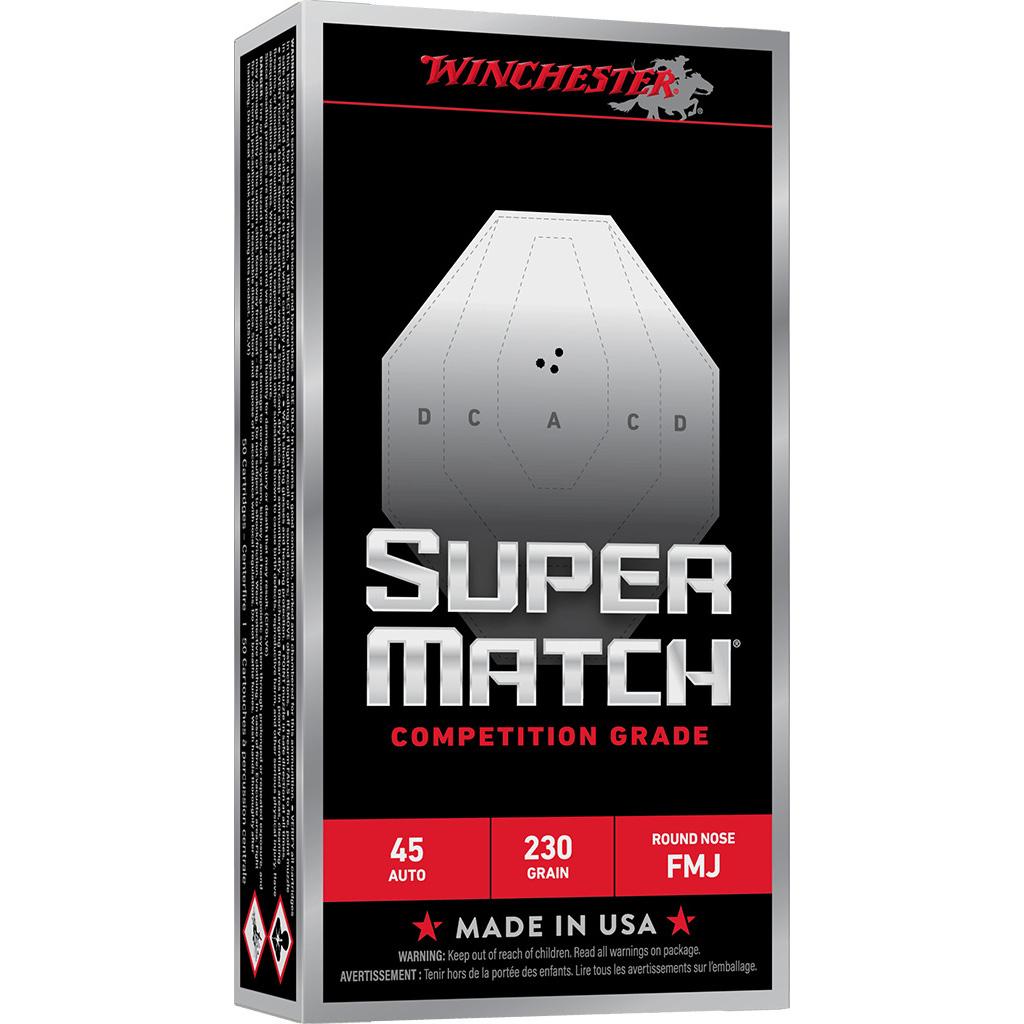 Winchester Super Match Handgun Ammunition 45 Auto 230gr FMJ 805 fps 50/ct - Precision Shot Firearms