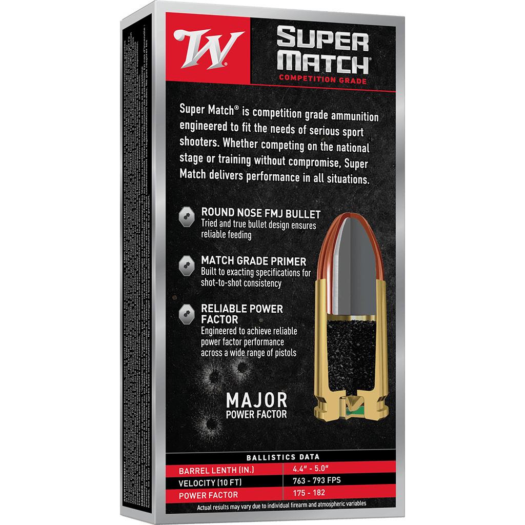 Winchester Super Match Handgun Ammunition 45 Auto 230gr FMJ 805 fps 50/ct - Precision Shot Firearms