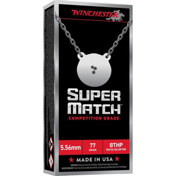 Winchester Super Match Rifle Ammunition 5.56mm NATO 77gr BTHP 2750fps 20/ct - Precision Shot Firearms