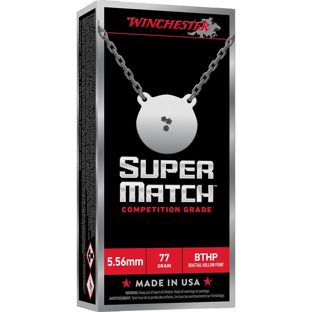 Winchester Super Match Rifle Ammunition 5.56mm NATO 77gr BTHP 2750fps 20/ct - Precision Shot Firearms