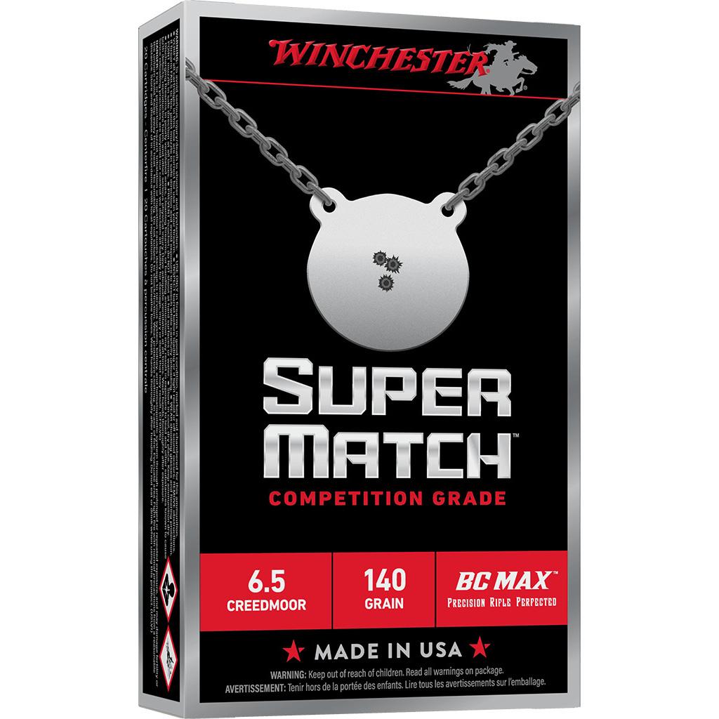 Winchester Super Match BC Max Rifle Ammunition 6.5 Creedmoor 140gr PT 2725fps 20/ct - Precision Shot Firearms