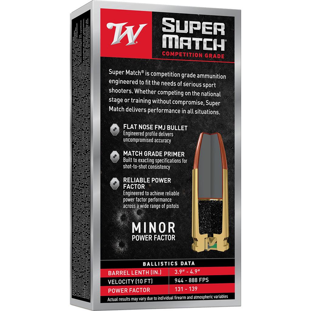 Winchester Super Match handgun Ammunition 9mm Luger 147gr FMJ 942fps 50/ct - Precision Shot Firearms