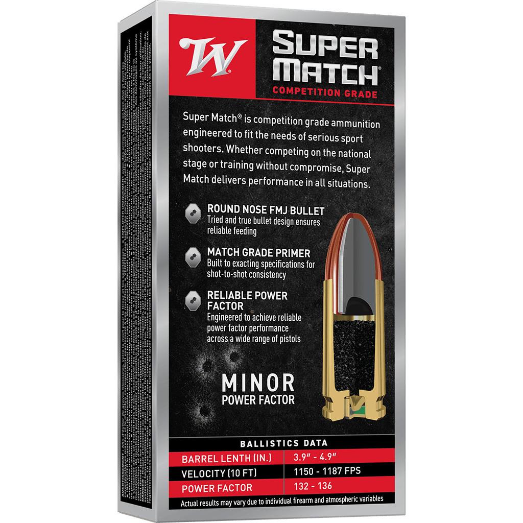 Winchester Super Match Handgun Ammunition 9mm Luger 115gr FMJ 1215fps 50/ct - Precision Shot Firearms